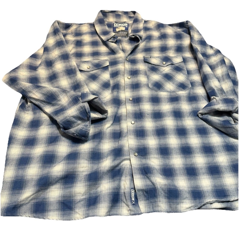 Dixxon Flannel‎ "The Midway" 5XL long Sleeve Pearl Snap Plaid Checkered Blue
